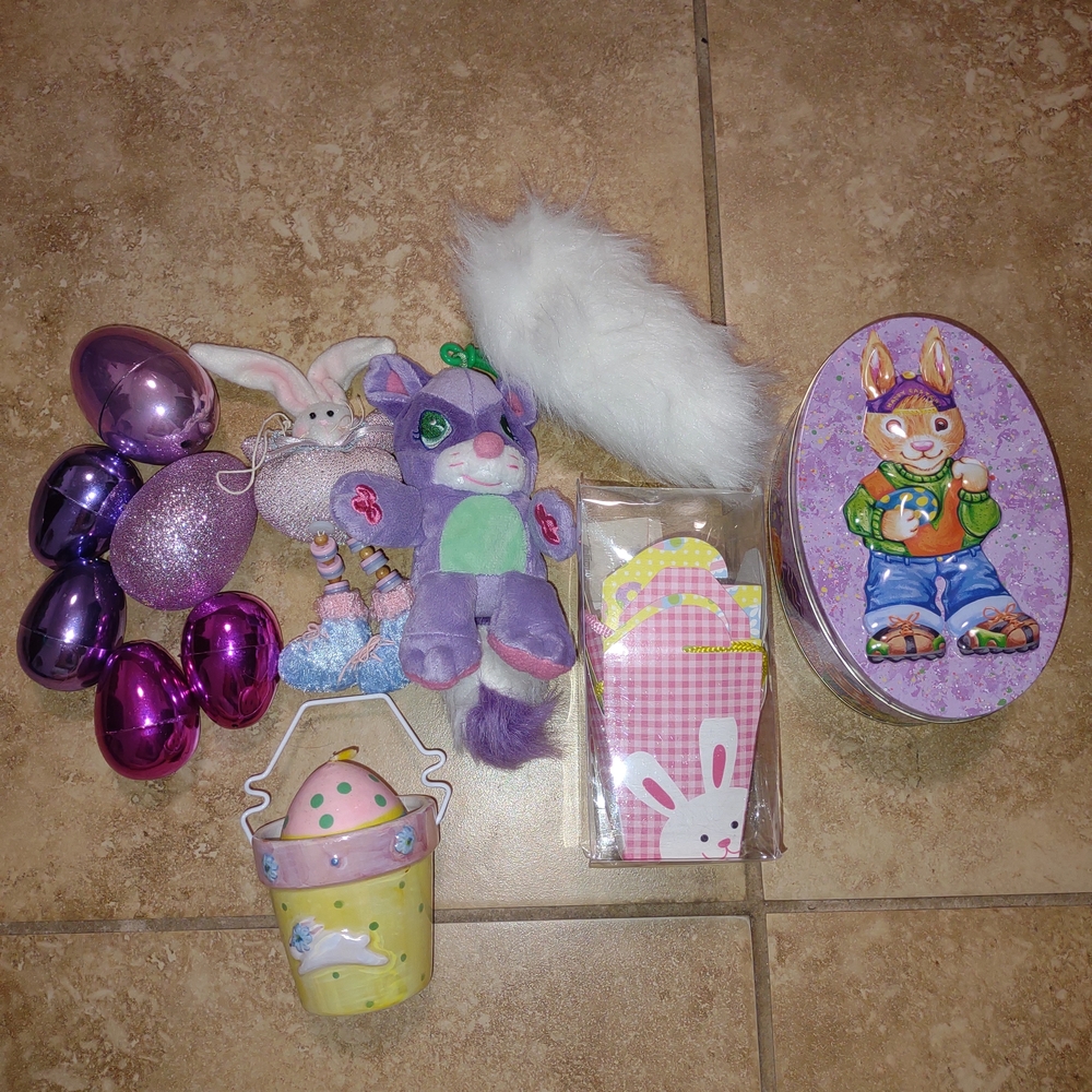 Purple Easter Plush Bunny and Decorative Egg Set - Unbranded